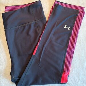 Under Armour | Medium | Compression HeatGear Gray Pink Cropped Workout Leggings